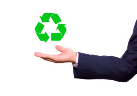 green recycling at a trade show